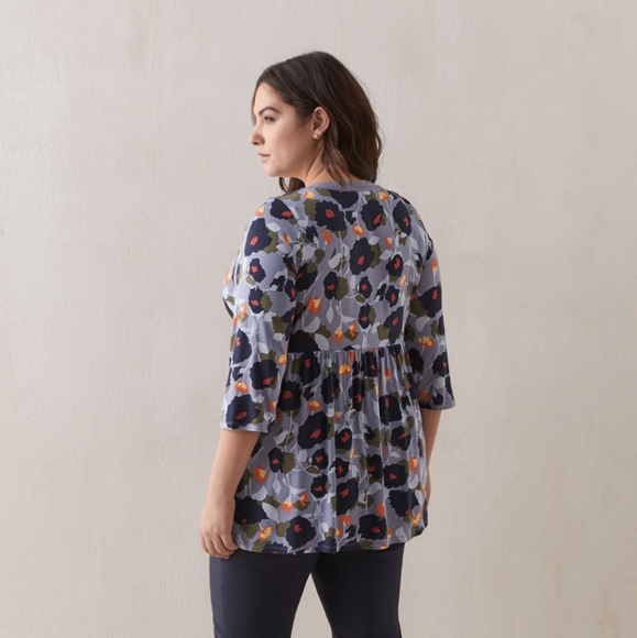 Penningtons Size 2X Printed Babydoll Tunic Top In Blues - Picture 3 of 5